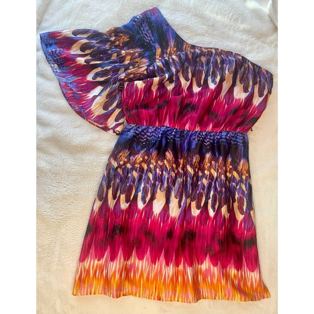 Bisou Bisou Michele Bohbot Size 12 One Shoulder Dress with Flared Sleeve